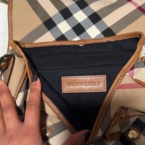 Burberry Beige and Black Checkered Handbag